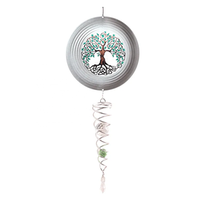 Fournisseur d'usine : Éolienne Arbre de Vie avec Cristal Torsadé, Décoration de Jardin 3D, Queue Spirale en Acier Inoxydable - Product Image 1
