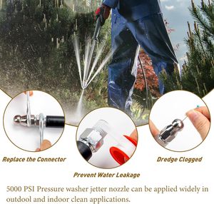 Nuevo Kit de cabezales de boquilla de chorro de alcantarillado, lavadora a presión de acero inoxidable, conectores rápidos NPT de 1/4 "3/8", boquilla de limpieza de drenaje - Product Image 5