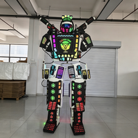 Costume de Robot Géant Lumineux LED Électrique pour Spectacles de Danse, Fêtes de Noël et d'Halloween, avec Écran sur la Poitrine