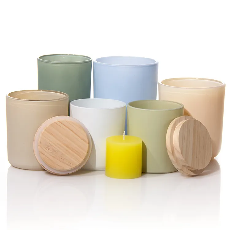 Hot Sell 8oz 10oz 12oz Glass Round Bottom Candle Jar with Bamboo Lid for Decoration