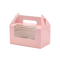 Vente en gros Boîte en papier kraft rose de luxe avec fenêtre avec logo personnalisé plastification mate et gaufrage pour emballage de pain mousse gâteau