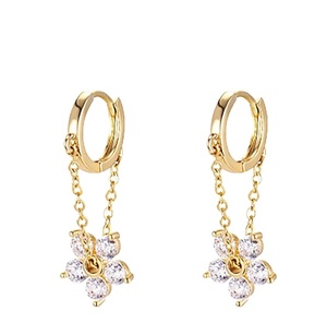 Pendientes <span class=keywords><strong>de</strong></span> Aro Colgantes <span class=keywords><strong>de</strong></span> <span class=keywords><strong>Plata</strong></span> <span class=keywords><strong>de</strong></span> Ley 925 con Diseño <span class=keywords><strong>de</strong></span> Flor, para Mujeres y Adolescentes, Joyería al por Mayor - Product Image 1