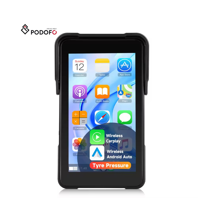 Podofo 5'' Vertical Screen Portable Motorcycle Wireless Carplay/Android Auto TPMS IPS IP68 Waterproof Easy Quick Release