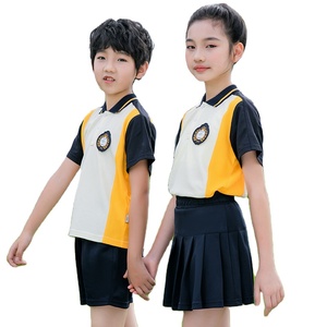 Bán buôn sáng màu vàng t Áo sơ mi màu xanh hải quân váy ngắn quần đặt Tiểu Học Trung Học đồng phục mù<span class=keywords><strong>a</strong></span> hè thể thao PE lớp mặc - Product Image 3