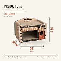 Maison pour chat style café, avec plateau à gratter en carton et abri inférieur pour chats d'intérieur, vente en gros, directement de l'usine