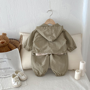 西式新品婴幼儿服装工作服款式婴儿套装休闲帅气连帽外套男婴服装套装 - Product Image 4