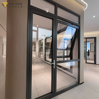 Porte à double battant moderne en aluminium sur mesure avec double vitrage trempé pour hôtel et villa, isolation phonique et thermique