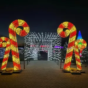 Doces de natal decoração temática ao ar livre iluminação de natal led cana de doces grande decoração de natal