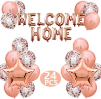 Conjunto de globos con letras de bienvenida para el hogar, Set de 24 globos de aluminio con estrellas, decoraciones para fiesta familiar en casa