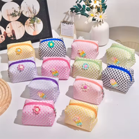 Dompet Mini Kualitas Tinggi Bahan Kanvas Polyester Vintage, Dompet Ramping Anti Maling dengan Ritsleting, Desain Kartun Sederhana, Banyak Slot Kartu