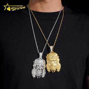 クラシックデザインファッションペンダントチャームヒップホップジュエリーソリッド925シルバーVVSモアッサナイトアイドアウトペンダント男性イエスペンダント - Product Image 5