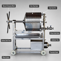 SS304 plaatframefilterpersmachine met motor voor eetbare olie, sojasaus, wijn, vloeistofzuivering, industrieel gebruik