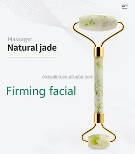 Opt heißer verkauf 14 * 6 cm jade-roller roller jade für massage auf haut und körper naturstein weiß anti-alterung jade-roller-set