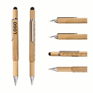 Promotional <b>Gift</b> Ecofriendly 6 in 1 Bamboo Tool Pen with Custom Logo Custom Bamboo Ballpoint Pen - Product Image 3