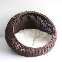 Tempat tidur kucing hewan peliharaan, sarang rotan dengan Bantal kualitas tinggi produk anyaman tangan rumah hewan peliharaan untuk musim panas