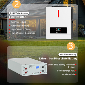 Sistema Solare Ibrido Completo 3.6kw 4.2kw 6.2kw MPPT <span class=keywords><strong>24v</strong></span> 48v Batteria al Litio <span class=keywords><strong>Pannelli</strong></span> <span class=keywords><strong>Solari</strong></span> Facile Installazione Personalizzabile Garanzia 1 Anno - Product Image 4