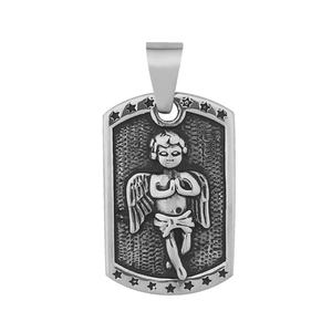 Collar con Colgante de Cupido, Acero Inoxidable, Joyería Religiosa Cristiana, Medalla Ovalada, Colgante de Ángel Orando, para Mujeres y Hombres - Product Image 5