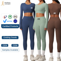 Vêtements personnalisés pour femmes, ensembles de yoga, haut court sans couture à manches longues, leggings taille haute sculptants, vêtements de sport