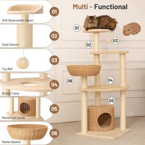 Bestseller: Centro di Intrattenimento Tutto-in-Uno per Gatti con Palo in Sisal e Amaca in Peluche - Product Image 3
