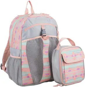 2 In 1 okul sırt çantası ve öğle yemeği çantası okul çocukları için okul Bookbag seti öğrenci sırt çantası