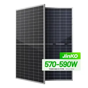 Painel solar de vidro transparente para uso doméstico Jinko tipo N bifacial 570W 575W 580W 585w 590w