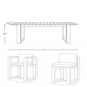 Ensemble de salle à manger d'extérieur 6 places, table et chaises en aluminium, mobilier de jardin moderne avec coussins imperméables 1. Renforcé - Product Image 5