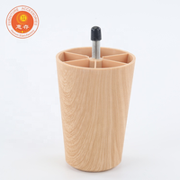Kaki Meja Plastik Model Runcing Motif Kayu Pengganti dengan Bantalan Felt untuk Meja Kantor, Dapur, dan Kursi Bar