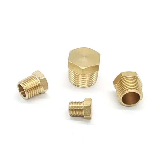 NPT Male Hex Nipple for Pipe Fittings Brass Adapter 1/4" Hex Head Plug with Thread