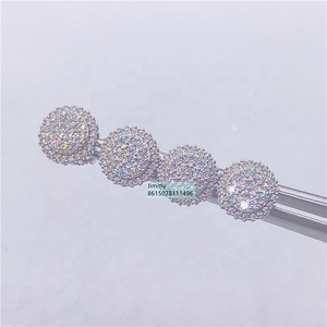 Mejor Venta de Rappe Stock Precio al por mayor 925 Plata Iced Out Jewelry Vvs Moissanite Diamante Forma redonda Hombres Stud Pendientes - Product Image 6