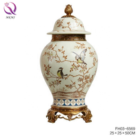 Palais français Antique en céramique de luxe avec laiton peint à la main fleur et oiseau porcelaine maison salon rétro décoration de bureau