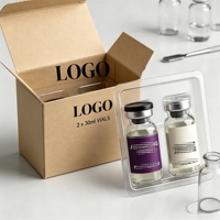 Étiquette pour flacon de peptides lyophilisés spécialisés, PET transparent, 5 ml, 10 ml, 15 ml, 20 ml, adhésif permanent, pour usage en laboratoire uniquement
