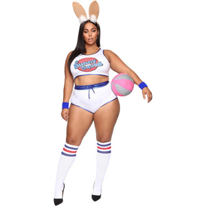 2025 baige Halloween của phụ nữ Bunny cosplay trang phục đầy đủ trang phục không gian phim với quần short Headband vớ - Product Image 4