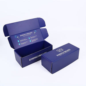 Boîte d'emballage en carton ondulé épais, pliable, en gros, recyclable, personnalisée, bleu marine, pour l'expédition de produits de santé - Product Image 1