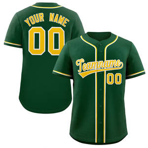Maillot de baseball authentique de style classique vert or-blanc personnalisé - Product Image 1