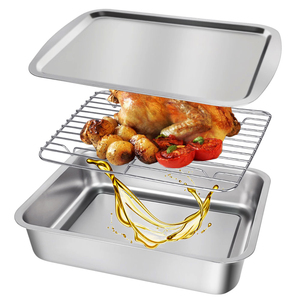 IKITCHEN Ensemble de plateaux de cuisson et grille de refroidissement en acier inoxydable, résistant à la rouille et au déformissement, robuste, à épaisseur renforcée - Product Image 1