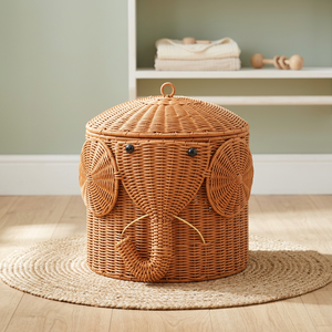 Panier de rangement multifonction élégant et écologique en jonc de mer, rotin, bambou et jacinthe d'eau, en forme d'éléphant, pour l'organisation de la maison - Product Image 4