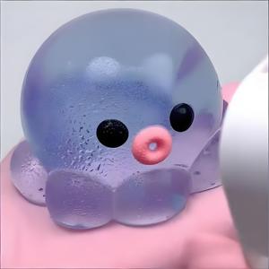Jouet anti-stress pieuvre à presser en caoutchouc transparent, pour la relaxation des mains, fait main, pour la maternité, les enfants et les adultes - Product Image 3