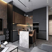 Cuisine ou armoire de cuisine avec porte intelligente avec cuisine prête à l'emploi modulaire avec îlot pour maison