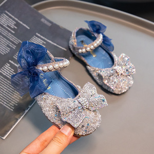 Chaussures de danse pour enfants, chaussures de princesse antidérapantes à semelle souple pour filles, chaussures de princesse avec nœud perlé pour enfants - Product Image 6