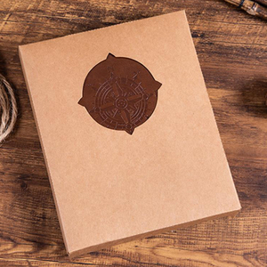 Carnet de notes vintage en cuir PU gaufré, motif boussole, 20 couleurs mélangées, <span class=keywords><strong>200</strong></span> <span class=keywords><strong>pages</strong></span>, 21x28cm, fait main, portable, pour <span class=keywords><strong>scrapbooking</strong></span> et photos - Product Image 4