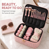 Logo personnalisé 40 pièces Outils de beauté Bandeau pour cheveux Éponge de maquillage pour le visage, les yeux, le blush et la poudre de maquillage Trousse de maquillage Ensemble de pinceaux de maquillage