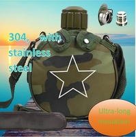 304 bouteille d'eau isolée sous vide en acier inoxydable vert militaire bouteille d'eau de sport de voyage en plein air