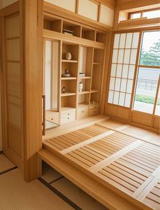 Armoire en bois massif de style japonais de haute qualité avec un grand espace de rangement pour les maisons modernes - Product Image 4