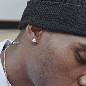 ต่างหูเพชรโมอิสซาไนต์ทรงกลมแบบฟรีไฟ ประดับด้วยจี้  ชุบทองแฟชั่น 6 ก้าน  ทำจากเงินสเตอร์ลิง สี D - Product Image 4