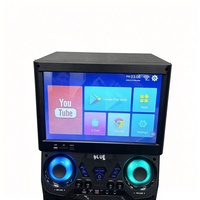 Système de haut-parleurs karaoké 100W 12"*2 avec écran tactile WiFi Android 13, deux micros sans fil, lumières LED RGB, pour fêtes en extérieur, batterie intégrée