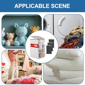 Panier de rangement pliable en tissu de bambou grande capacité avec couvercle et sac intérieur amovible pour vêtements sales - Product Image 4