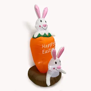 Sıcak 5/6ft yükseklik şişme paskalya tavşanı dostu tavşan sallayarak içinde yumurta dahili renkli LED ışık havaya uçurmak açık çim Yard