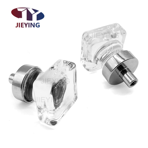 Jieying 유럽 서랍 캐비닛 도어 옷장 금속 기지 작은 손잡이 손잡이 투명 사각형 모양의 크리스탈 핸들 - Product Image 3