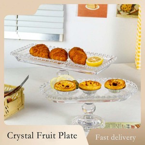 Nordique écologique luxe Transparent <span class=keywords><strong>verre</strong></span> gâteau Dessert fruits plateau dîner assiette plats - Product Image 3