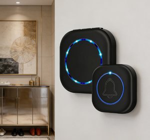 CHENJEES Modèle 6868 Sonnette de porte étanche 1 à <span class=keywords><strong>2</strong></span> postes, émetteur sans fil à batterie 300m, 36 mélodies, interphone de sécurité domestique - Product Image 2
